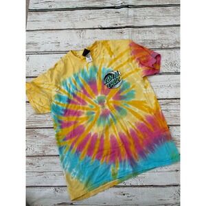VTG SANTA CRUZ Skateboards T Shirt Med 90's Double Sided Tie Dye Psychedelic Y2K